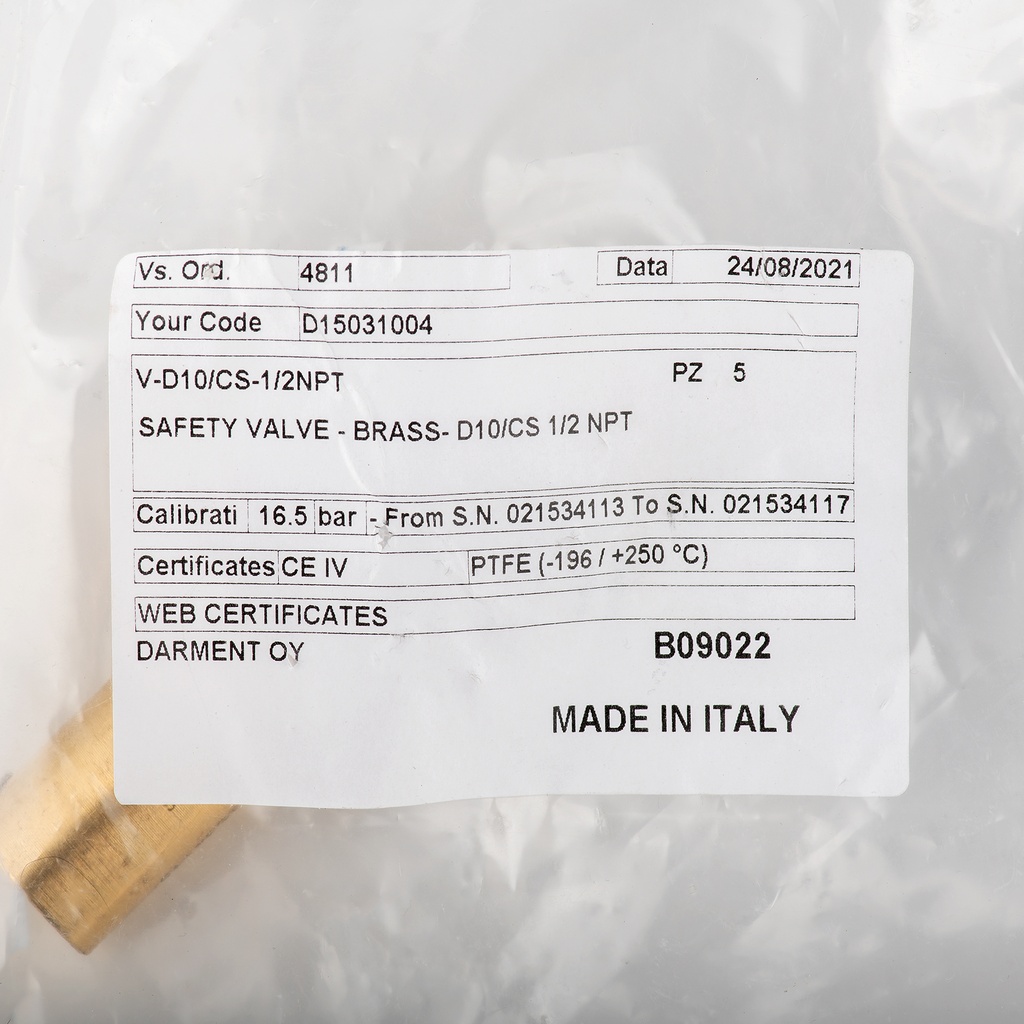 Safety valve G 3/8" - G 3/4"