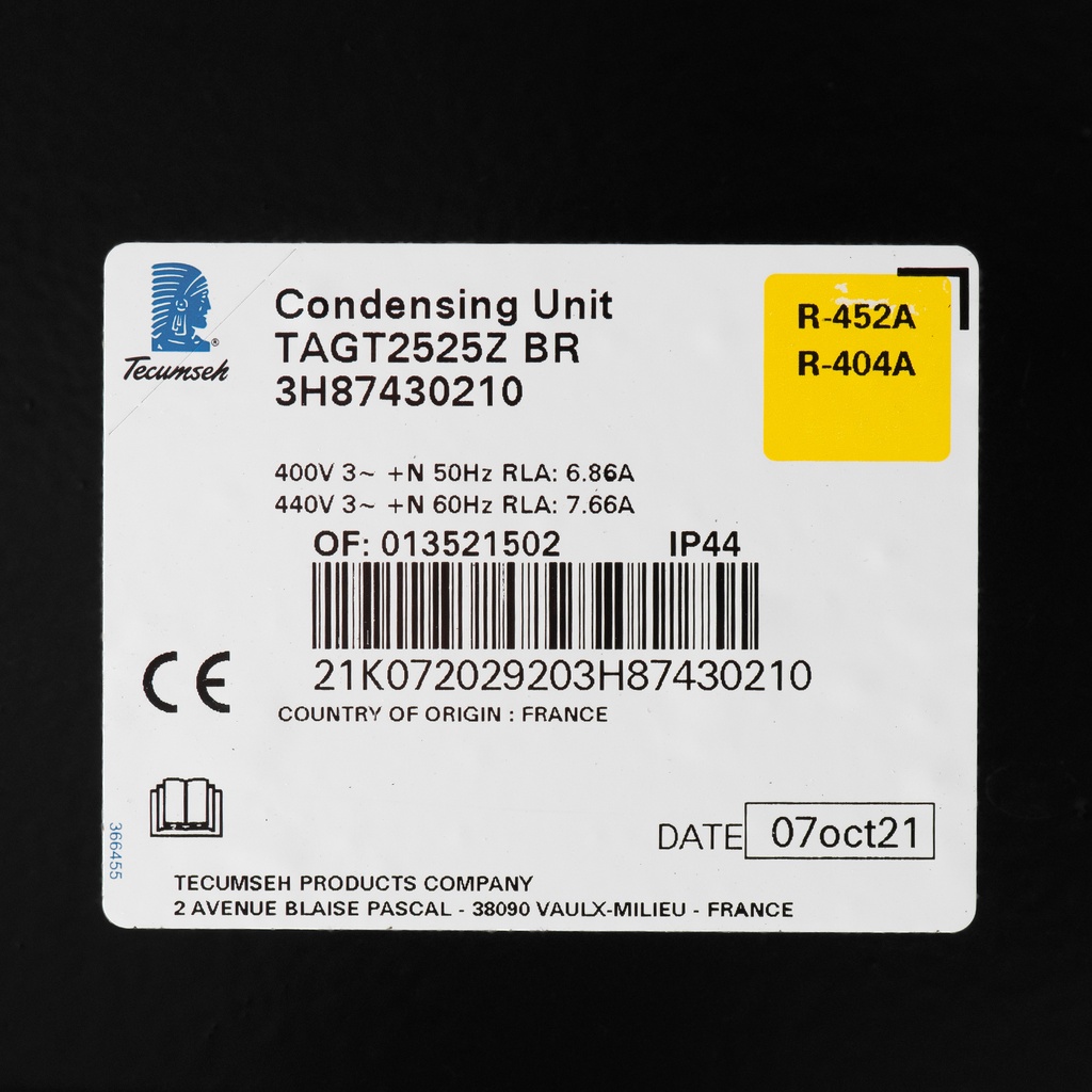 Condensing Unit TAGT2525ZBR R404A 4378W -30 / +32°C LBP 400V