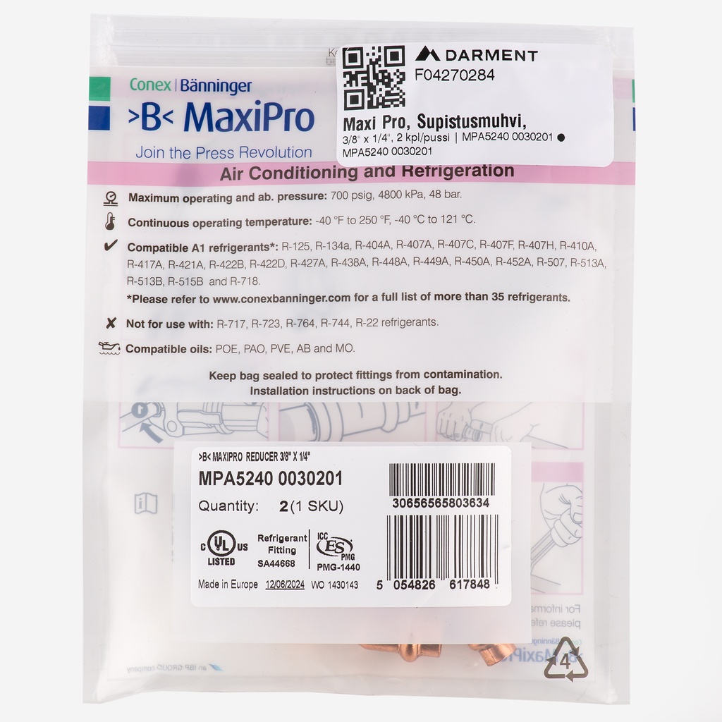 MaxiPro, Reduced Coupler, 3/8" x 1/4", 2pcs/bag | MPA5240 0030201