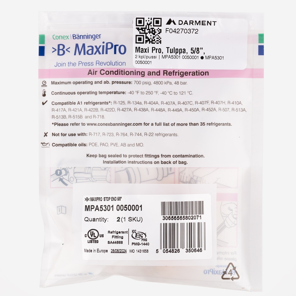 MaxiPro, End Cap, 5/8", 2pcs/bag | MPA5301 0050001