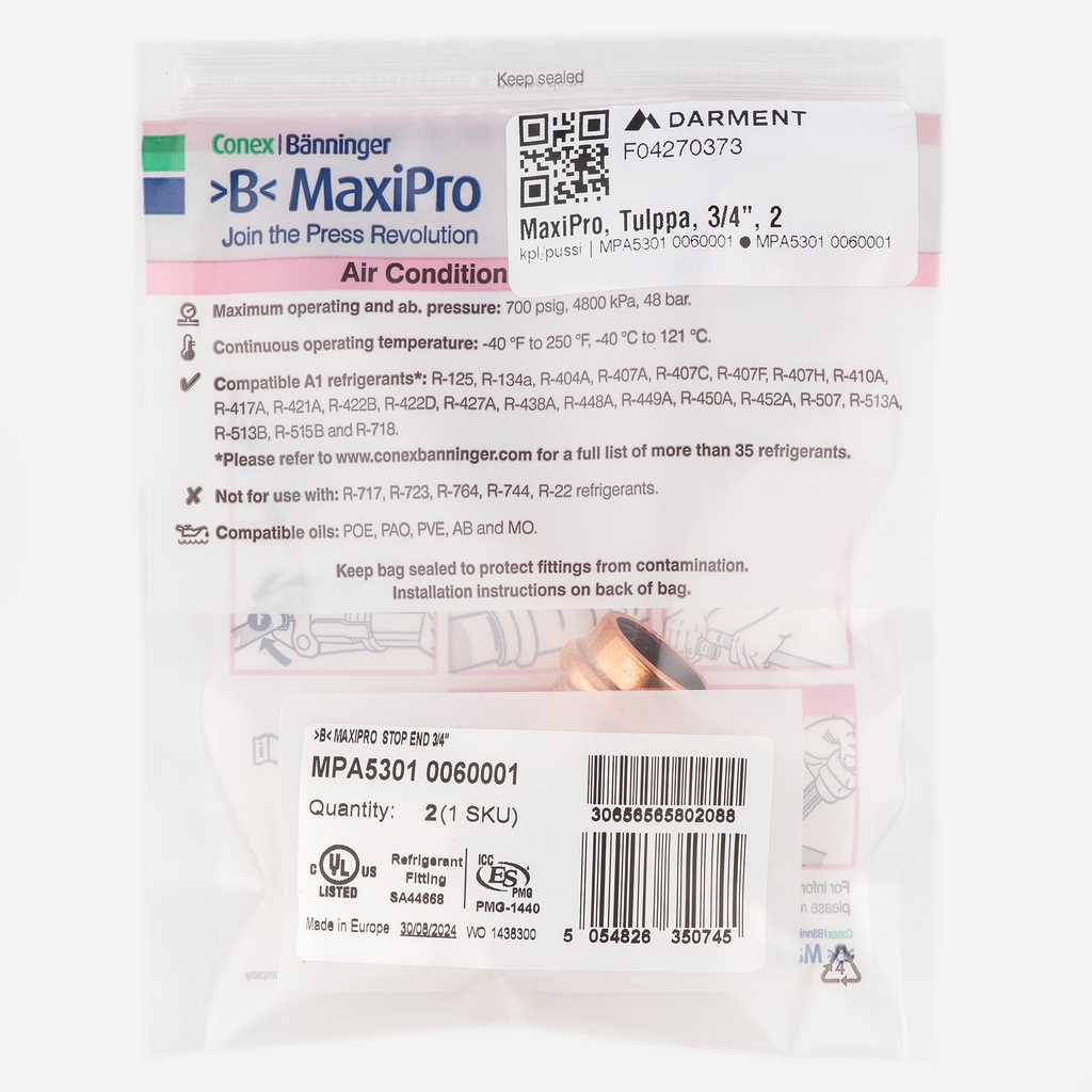 MaxiPro, End Cap, 3/4", 2pcs/bag | MPA5301 0060001