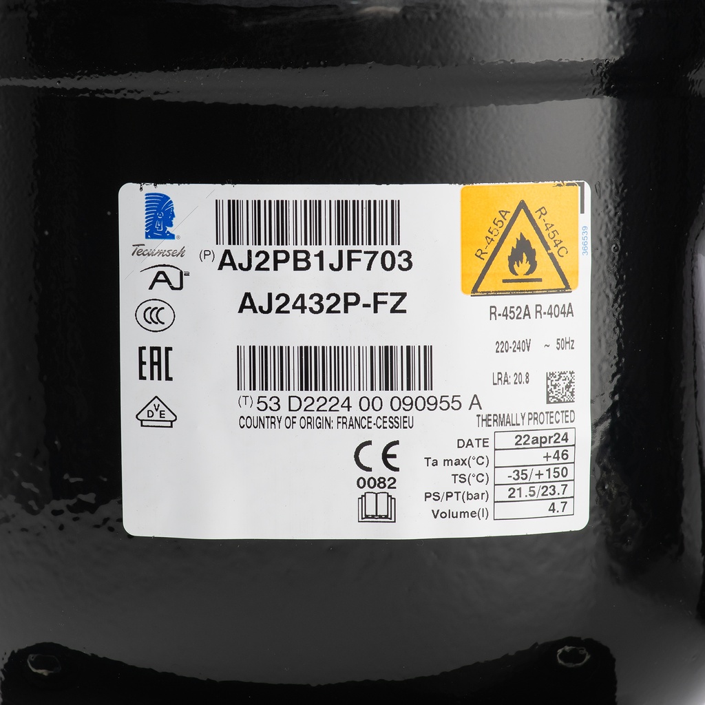 Compressor R404A AJ2432P-FZ 18,3cm³ LBP 230V (CAJ2432Z)