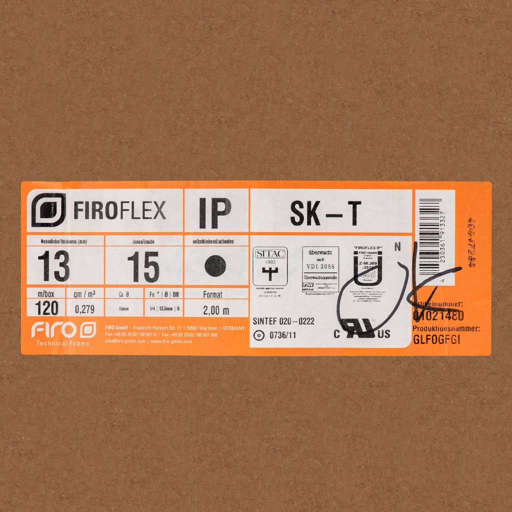 Insulation tube 13mm x 15mm(box:120m/60kpl)