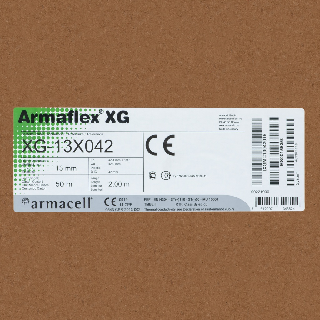 Insulation tube 13mm x 42mm (2m) Armaflex XG (box:48m/24pc)