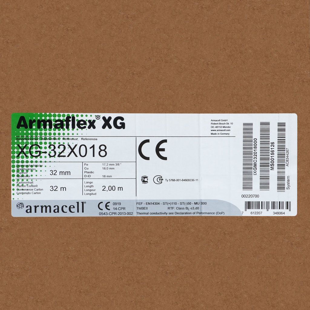 Insulation tube 32mm x 18mm (2m) Armaflex XG (box:32m/16pcs)