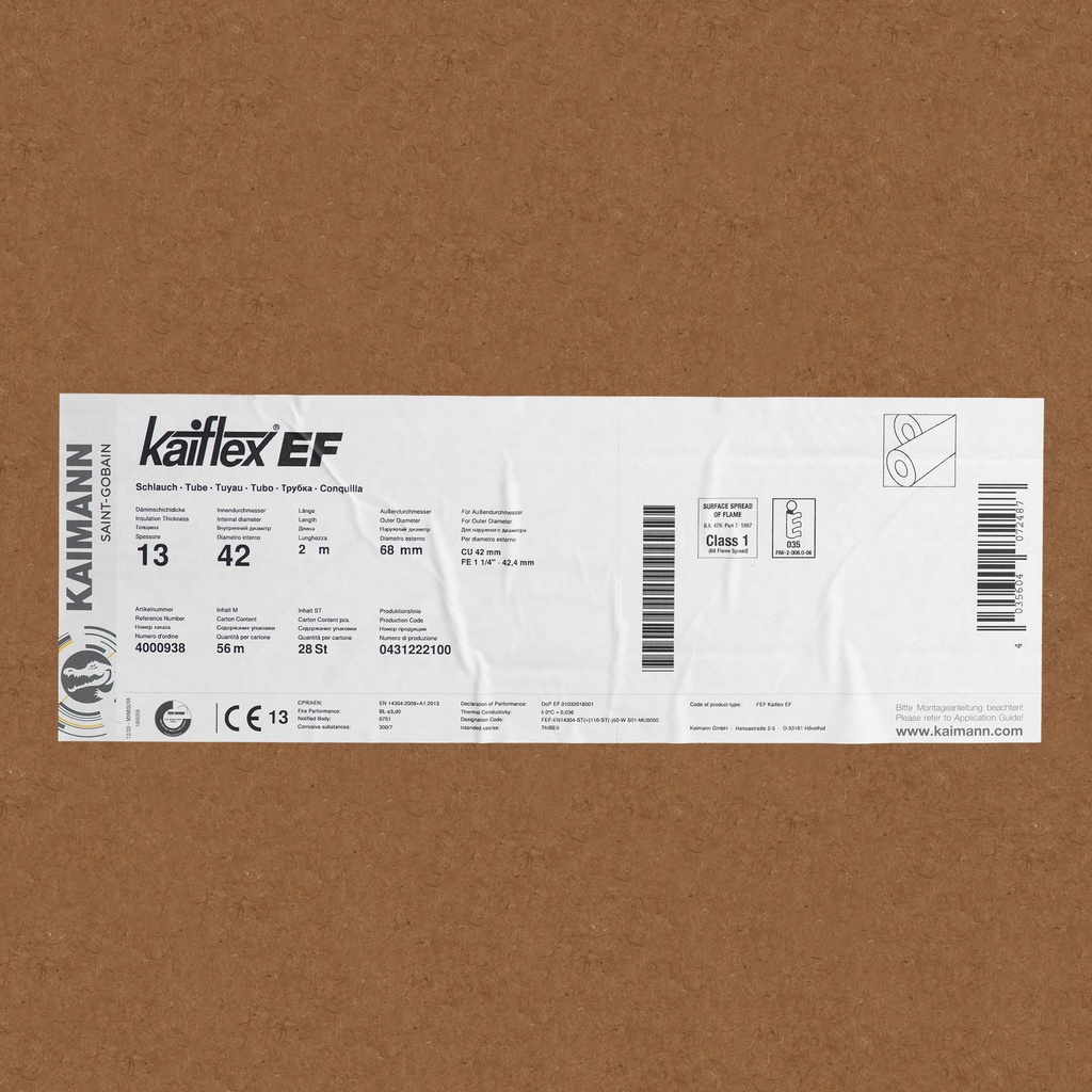 Insulation tube 13mm x 42mm (2m) (box: 48m/24pcs)