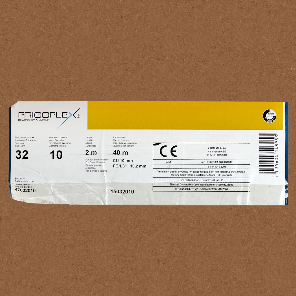 Insulation tube 32mm x 10mm (2m) (box: 40m/20kpl)