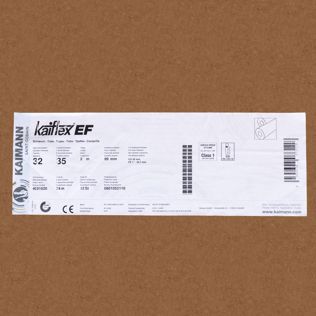 Insulation tube 32mm x 35mm (2m) (box: 24m/12kpl)