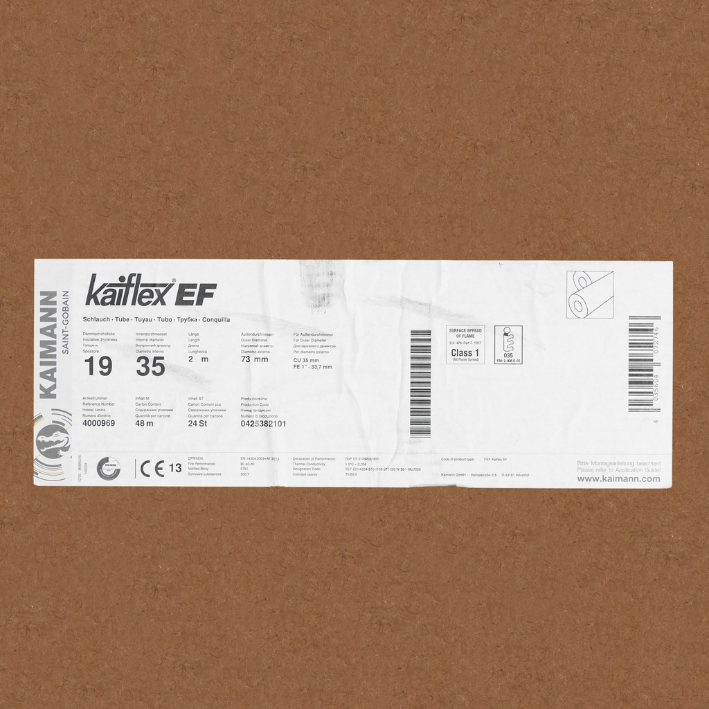 Insulation tube 19mm x 35mm (2m) (box: 48m/24kpl)