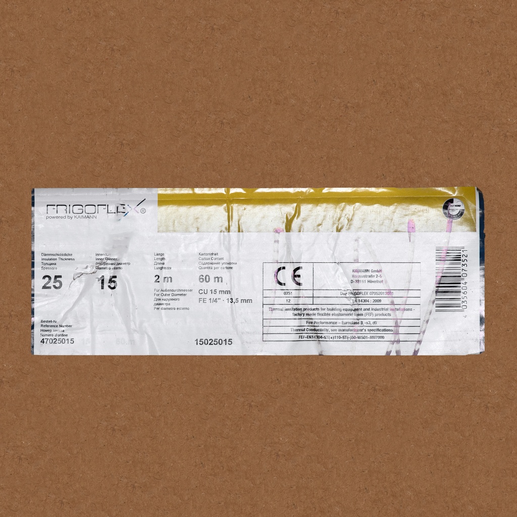 Insulation tube 25mm x 15mm (2m) (box: 60m/30kpl)