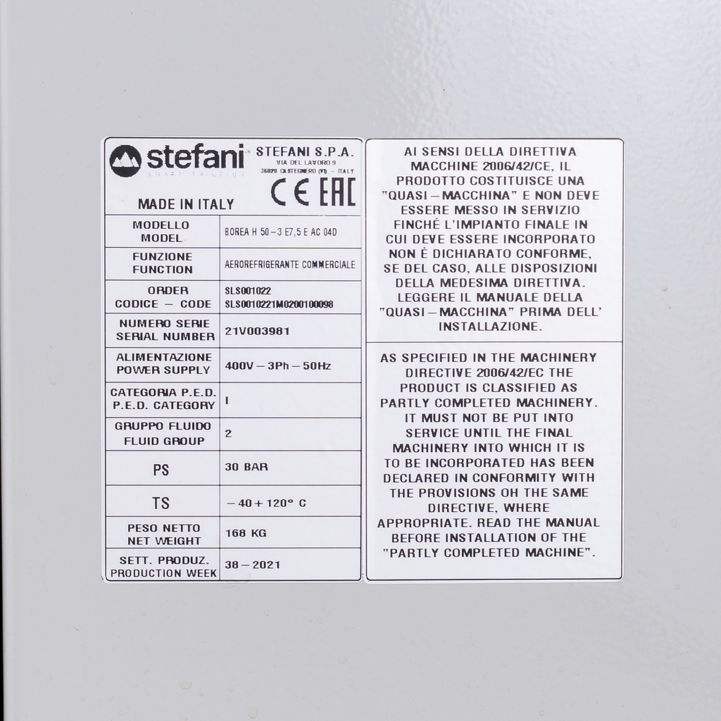 Evaporator Borea E 50-3 E7,5 E 4D 23,5kW -30°C/7dt