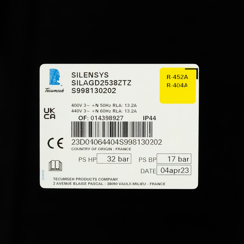 Condensing unit Silensys SILAGD2538ZTZ R404A 5009W -35/+32°C LBP 400V