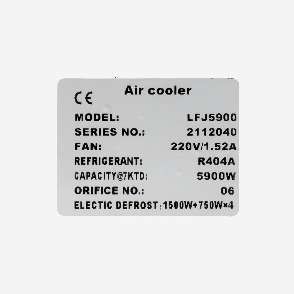 Evaporator Coolent LFJ5900 5,90kW -25°C/dt7 R404A F/F/F 6mm electric defrost