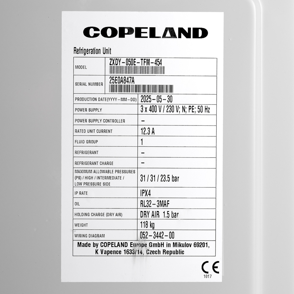 Condensing unit Copeland ZXDY-050E-TFM-454 3274900 digital scroll