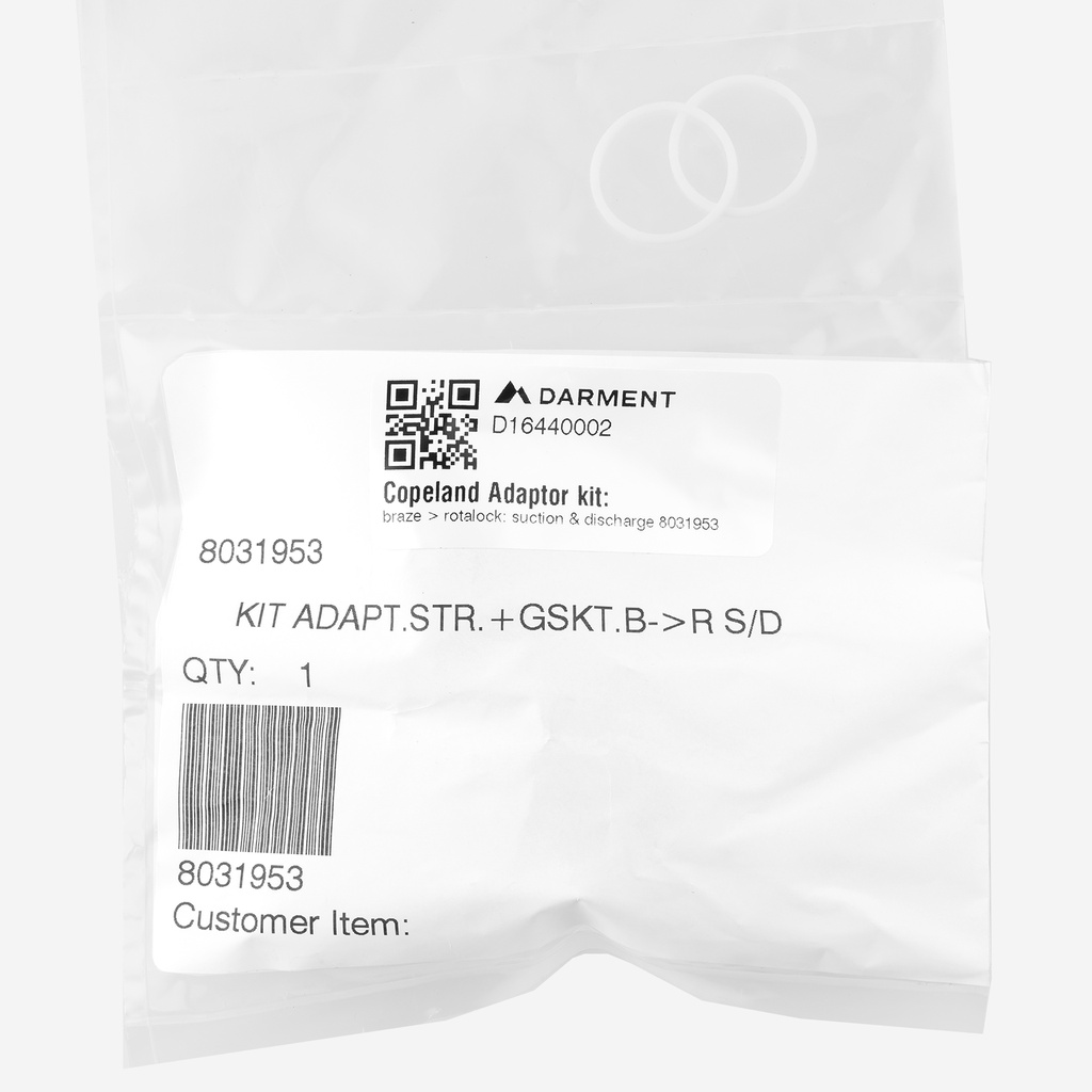 Copeland Adaptor kit: braze > rotalock: suction & discharge 8031953