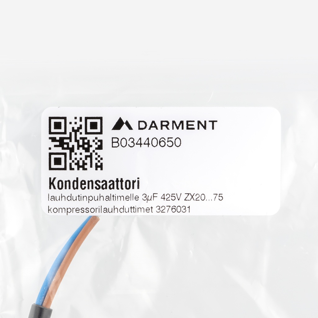 Capacitor for fan 3µF 425V ZX20...75 condensing units 3276031