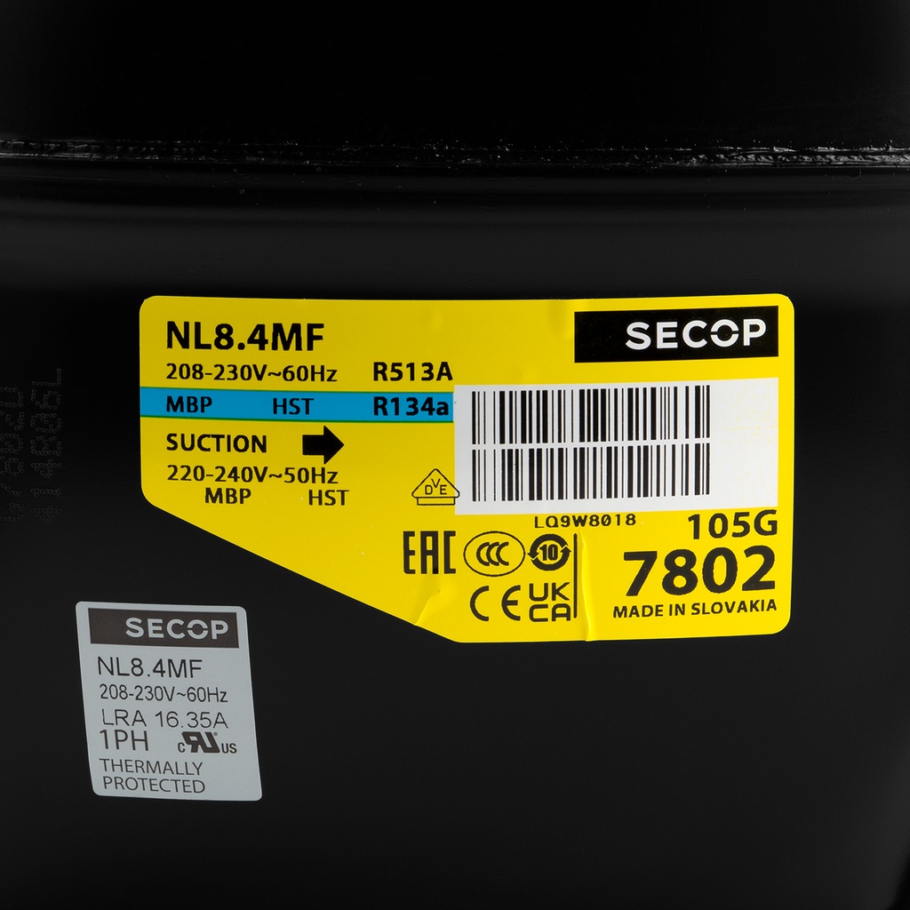 Compressor NL8.4MF 105G6879 8,35cm³ R134A MBP 230V