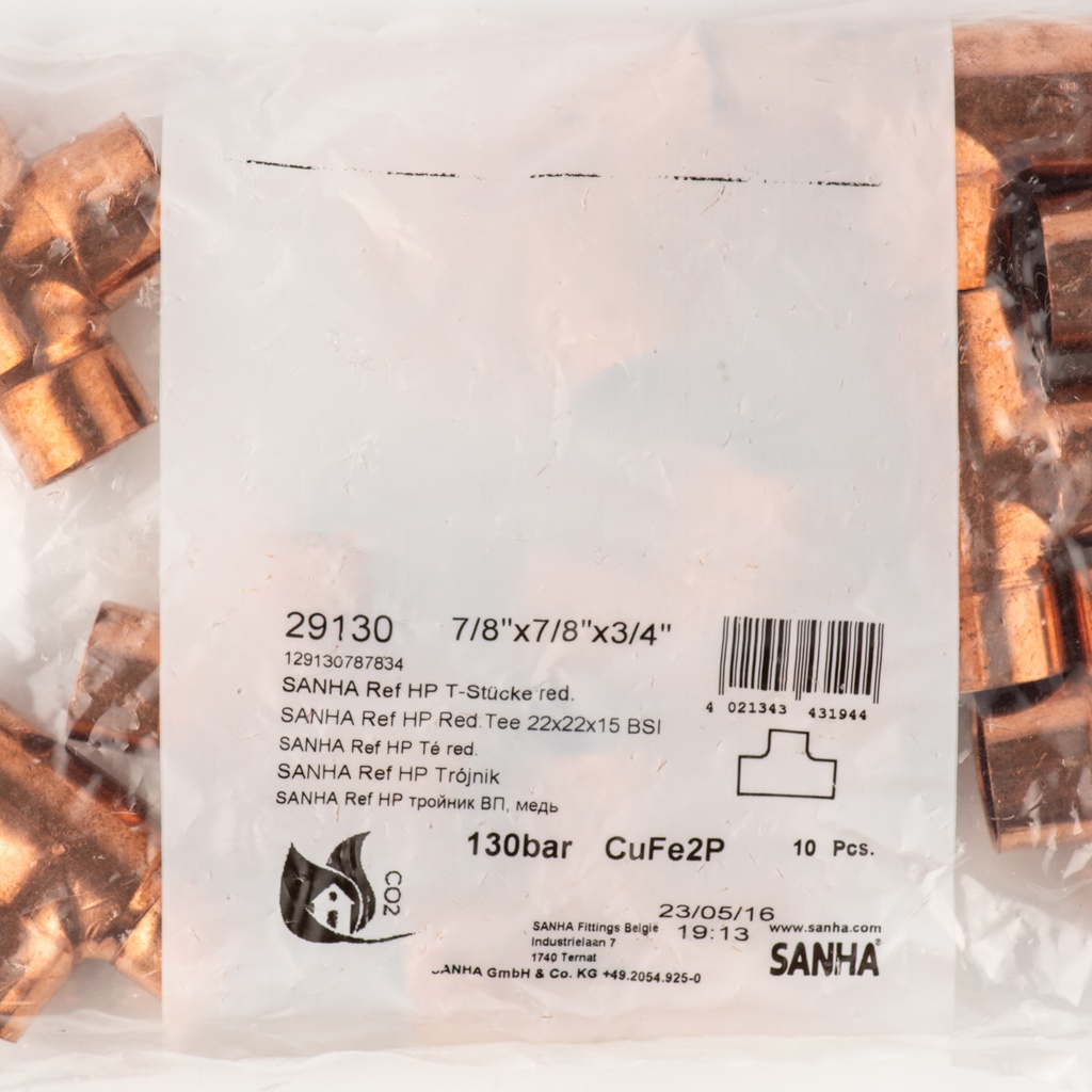 Ref hp tee 7/8"x7/8"x3/4" 129130787834, 9149640