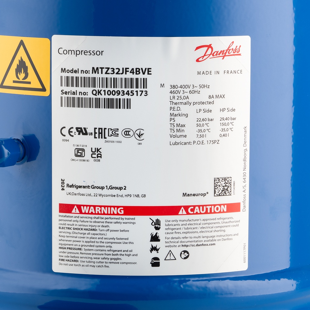 Compressor MTZ32-4V (MTZ32JF4BVE) 53,86cm³ 400V