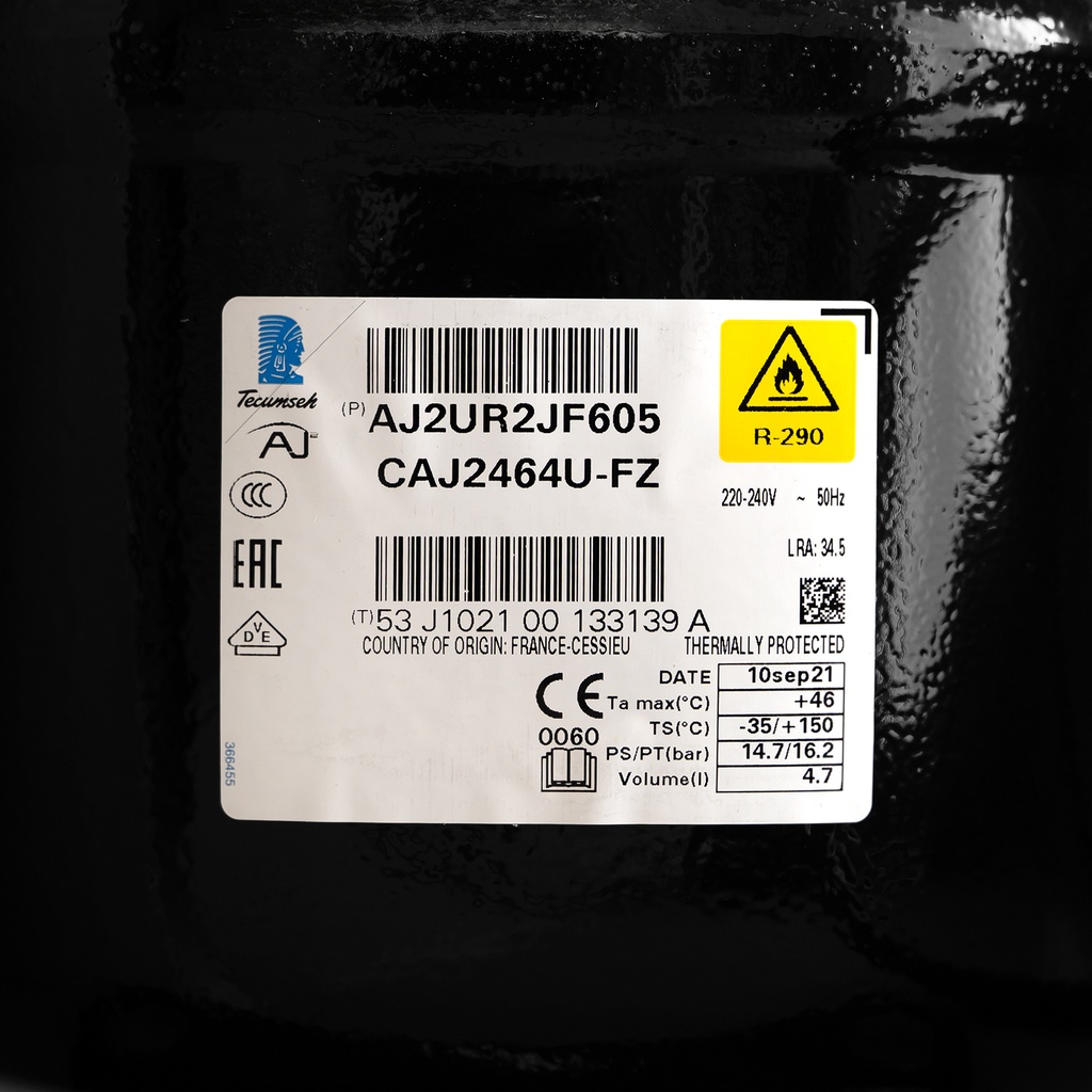 Compressor CAJ2464U 34,45cm³ R290 LBP 230V