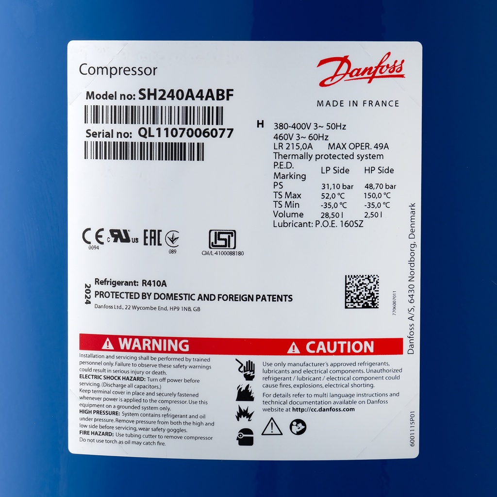 Compressor SH240-A4ABE R410A HMBP 400V