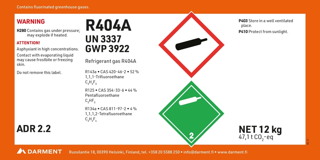 Refrigerant R404A