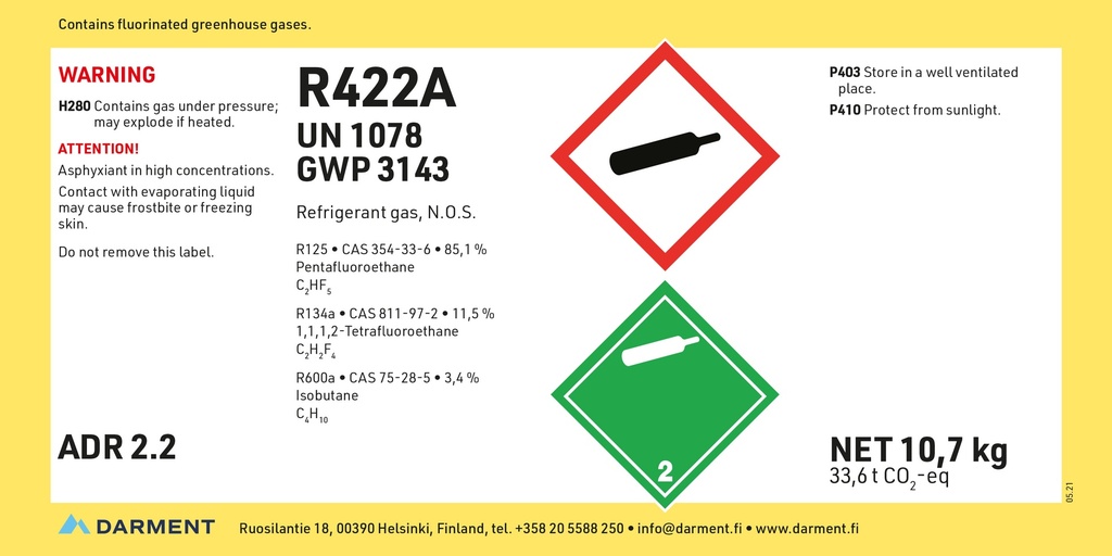 Refrigerant R422A