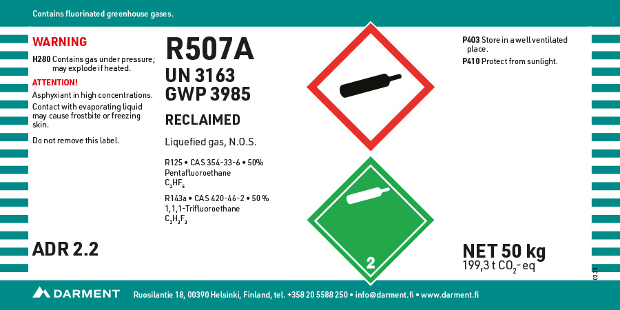 Kylmäaine R507A Regeneroitu