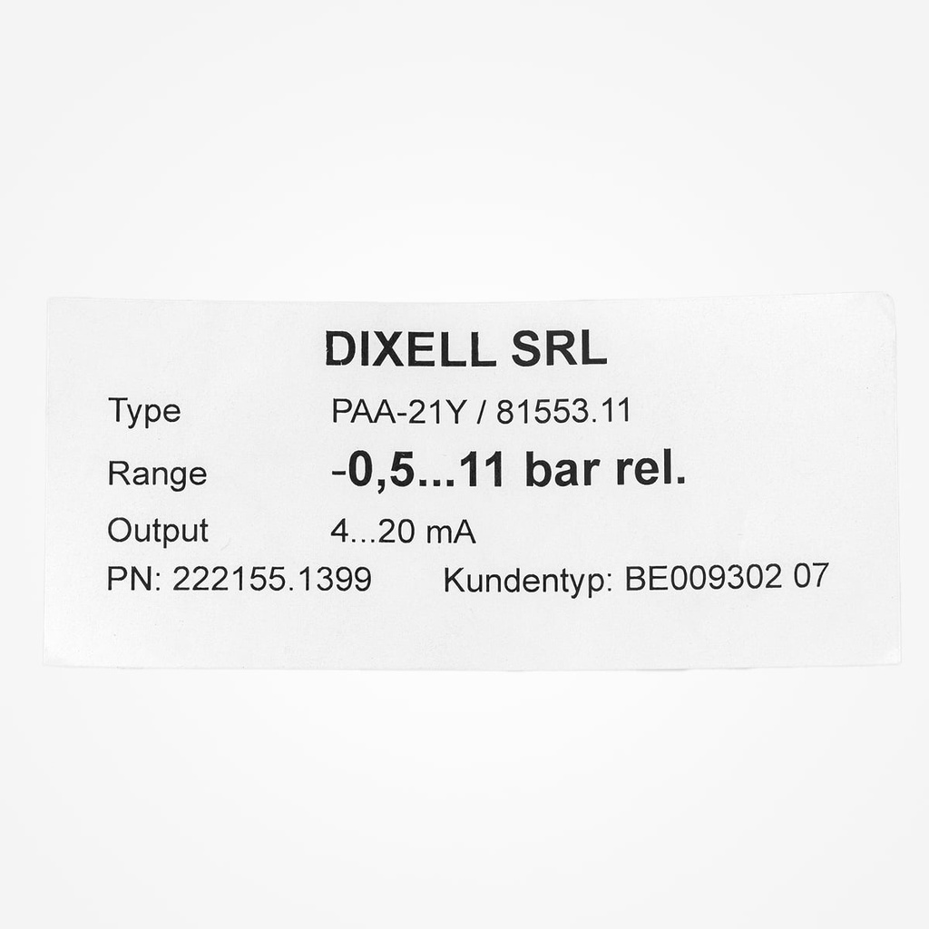 Painelähetin -0,5-11bar Dixell PAA-21Y 4-20mA, 1/4" SAE-F