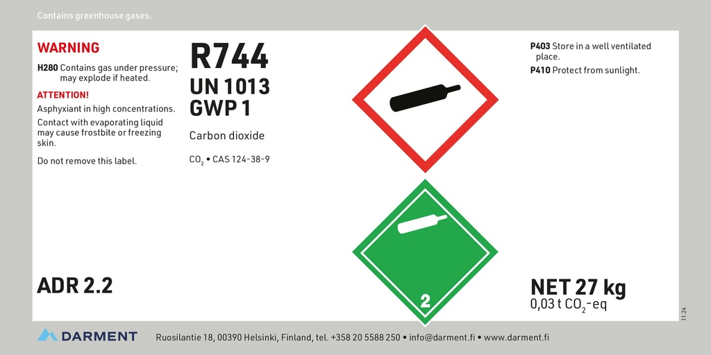 Kylmäaine R744 (27 kg)