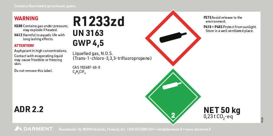 Refrigerant R1233zd