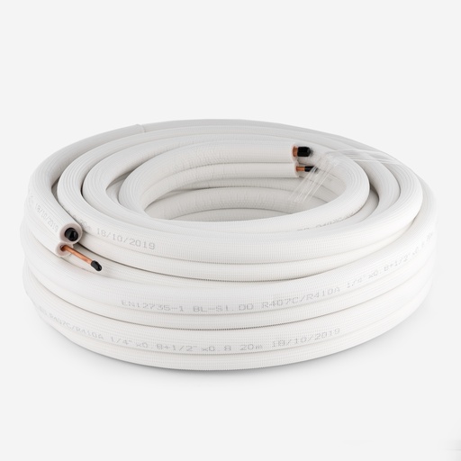 [F02011008] Kaksoiskuparikieppi eristetty 1/4"-1/2" -20m AP-24